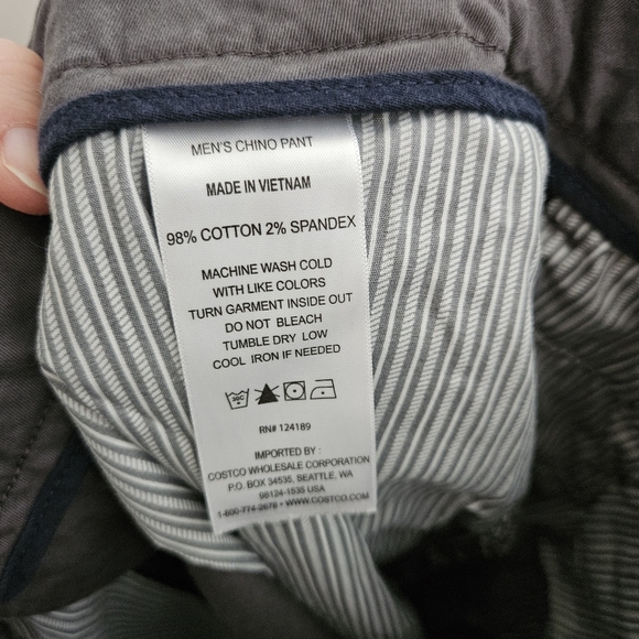 Kirkland Signature Pants Chino Dark Gray Neutral Business Casual Cotton Classic - Picture 9 of 10